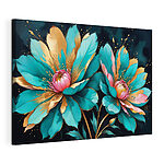Tableaux Fleurs abstraites vibrantes sur fond sombre
