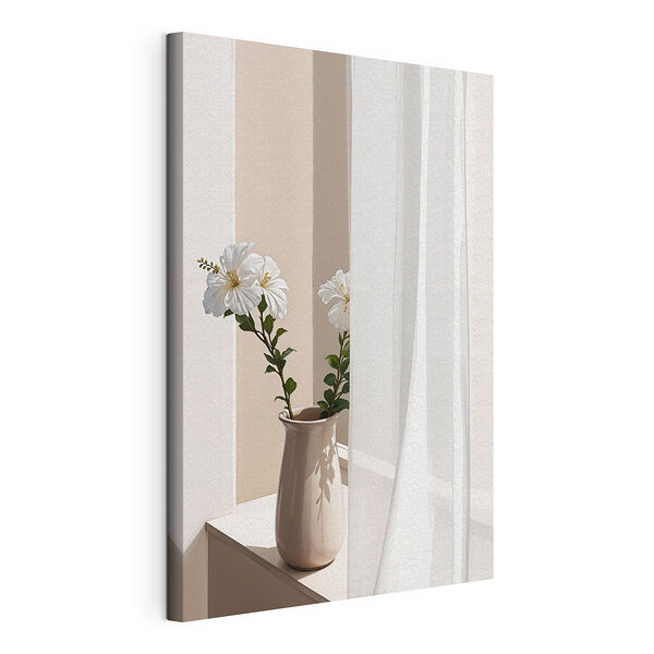 Tableaux Fleurs blanches dans un vase en céramique