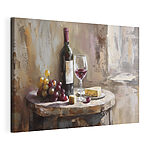 Tableaux Vin, fromage et raisins sur une table
