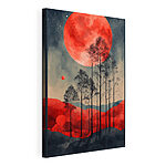 Tableaux Peinture d'arbres et d'une lune rouge