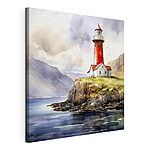 Tableaux Aquarelle d'un phare sur une falaise