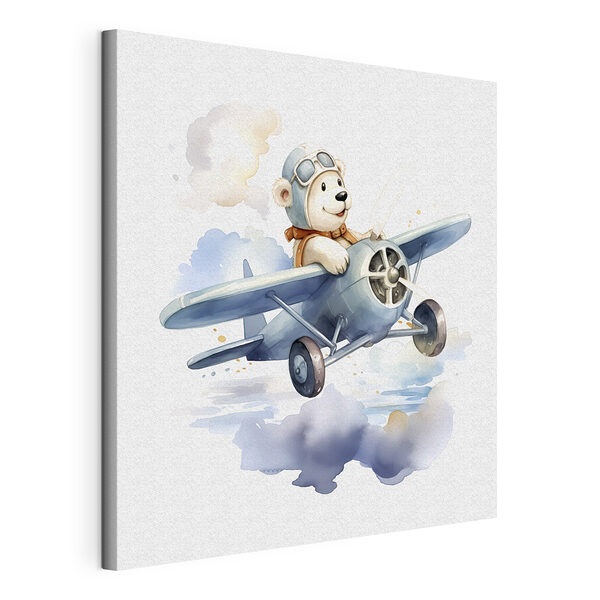 Caricature d'un ours en peluche portant une casquette de pilote Tableaux Caricature d'un ours en peluche portant une casquette de pilote