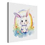 Tableaux Aquarelle d'un lapin avec un arc-en-ciel