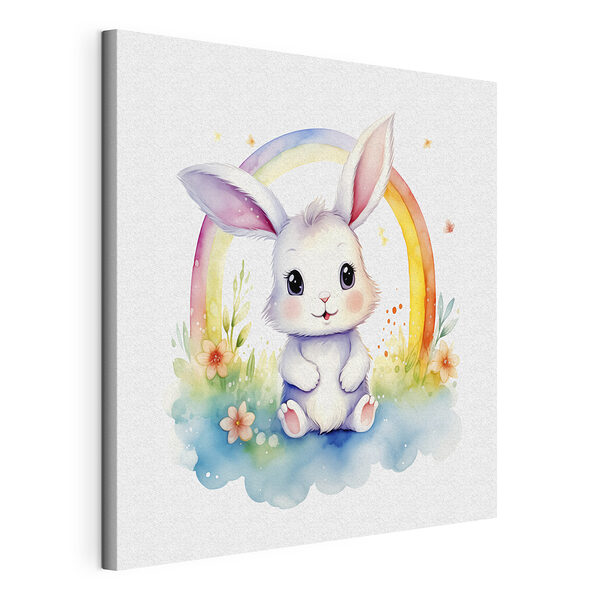 Tableaux Tableaux Aquarelle d'un lapin avec un arc-en-ciel (UGS : s38940)