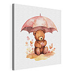 Tableaux Ourson tenant une fleur sous un parapluie