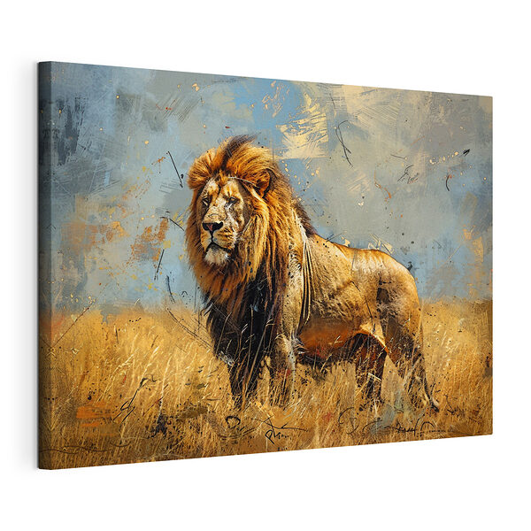 Un lion majestueux se tient dans la savane Tableaux Un lion majestueux se tient dans la savane