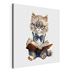 Tableaux Chat portant des lunettes et un nœud papillon lisant un livre