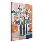 Tableaux Peinture de fleurs dans un pot rayé