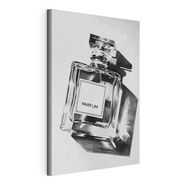 Photo en noir et blanc d'un flacon de parfum Tableaux Photo en noir et blanc d'un flacon de parfum