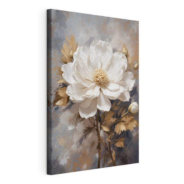 Fleur blanche avec des feuilles brunes Tableaux Fleur blanche avec des feuilles brunes