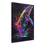 Tableaux Baleine colorée avec des éclaboussures d'arc-en-ciel