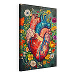 Tableaux Coeur coloré avec des fleurs