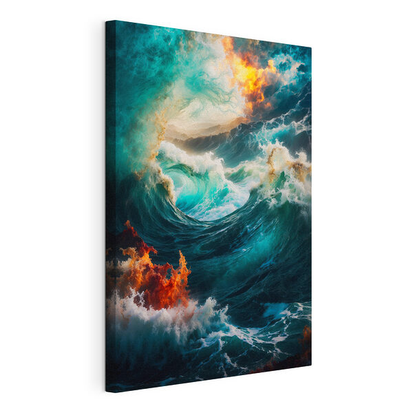 Grandes vagues avec feu et fumée Tableaux Grandes vagues avec feu et fumée