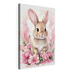 Tableaux Lapin avec des fleurs roses