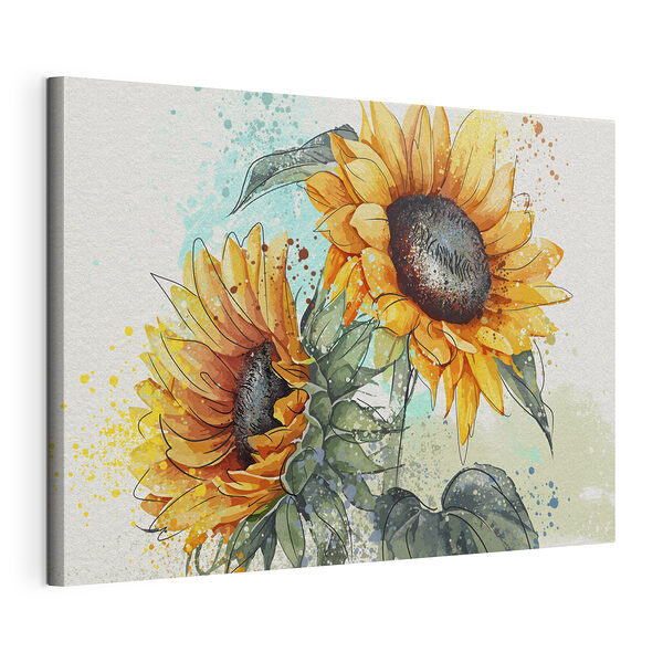 Peinture de tournesols sur fond blanc Tableaux Peinture de tournesols sur fond blanc