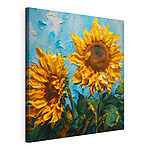 Tableaux Les tournesols s'épanouissent sur un fond bleu