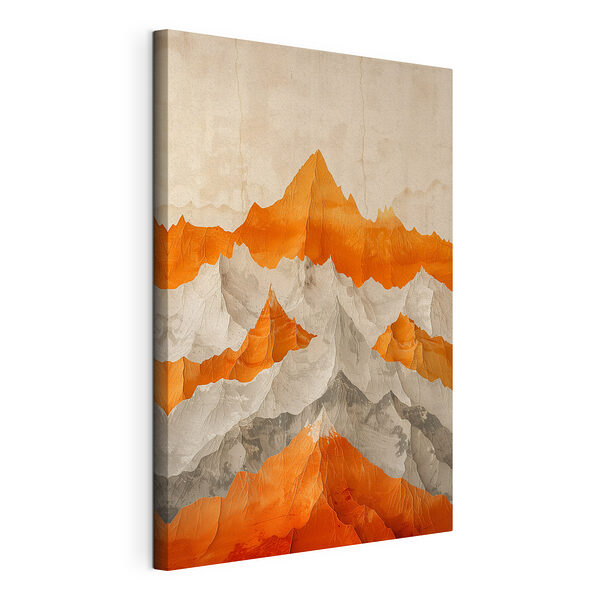 Tableaux Peinture de montagnes en orange et blanc