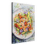 Tableaux Canvas prints Watercolor painting of a plate of shrimp and avocado