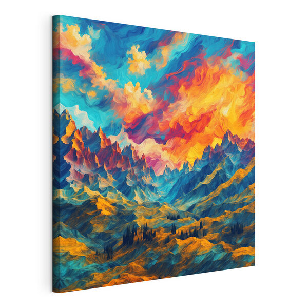 Tableaux Paysage de montagne coloré avec nuages