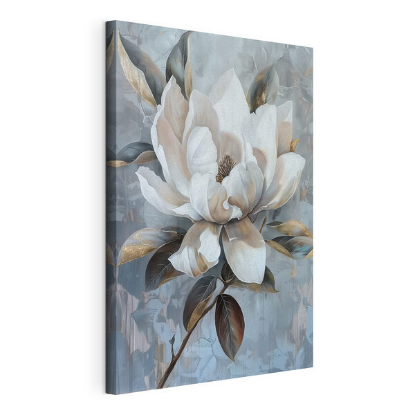 Tableaux Fleur blanche avec des feuilles brunes