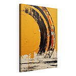 Tableaux Peinture noire et orange sur une surface jaune