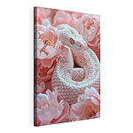 Tableaux Serpent blanc dans des fleurs roses