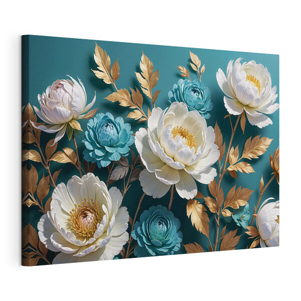 Tableaux Groupe de fleurs blanches et bleues