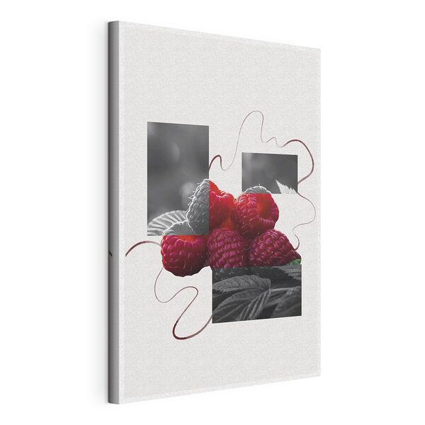 Tableaux Groupe de framboises avec feuilles