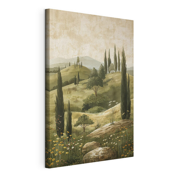Peinture d'un paysage avec des arbres et des collines Tableaux Peinture d'un paysage avec des arbres et des collines