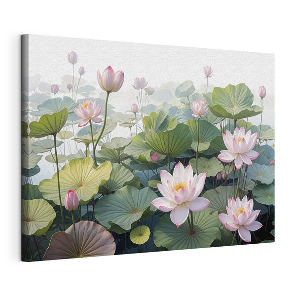 Tableaux Groupe de fleurs roses et de feuilles vertes