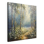 Tableaux Peinture d'une forêt avec des fleurs et des arbres