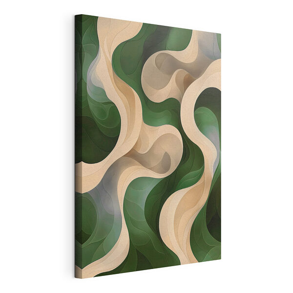 Tableaux Motif ondulé vert et blanc