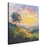 Tableaux Peinture d'un paysage avec un arbre et des fleurs
