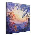 Tableaux Aquarelle d'arbres et d'un coucher de soleil