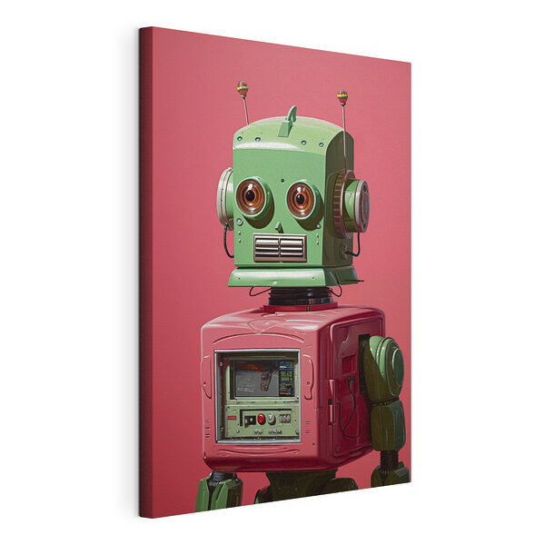 Robot vert et rose avec de grands yeux Tableaux Robot vert et rose avec de grands yeux