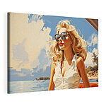 Tableaux Femme portant des lunettes de soleil et une robe blanche