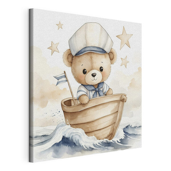 Aquarelle d'un ours en peluche dans un bateau Tableaux Aquarelle d'un ours en peluche dans un bateau