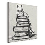 Tableaux Chat assis sur une pile de livres