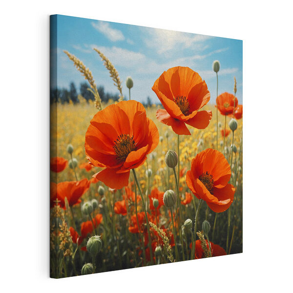 Canvas prints Group of red flowers Tableaux Canvas prints Group of red flowers