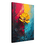 Tableaux Canvas prints Yellow flower on a blue and red background