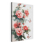 Tableaux Peinture de fleurs roses et d'un papillon