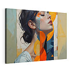 Tableaux Femme aux cheveux noirs et aux cercles orange et bleus