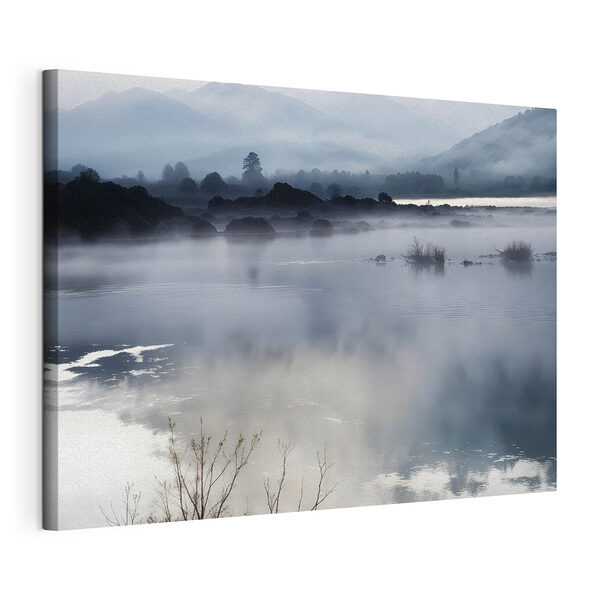 Paysage brumeux avec montagnes et eau Tableaux Paysage brumeux avec montagnes et eau