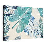Tableaux Feuilles tropicales dans des teintes aquatiques