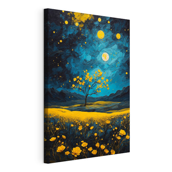 Tableaux Peinture d'un arbre dans un champ de fleurs