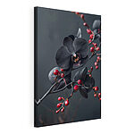 Tableaux Fleur noire avec baies rouges