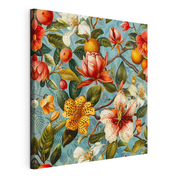 Motif floral avec des oranges et des fleurs Tableaux Motif floral avec des oranges et des fleurs