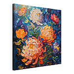 Tableaux Peinture de fleurs sur fond bleu