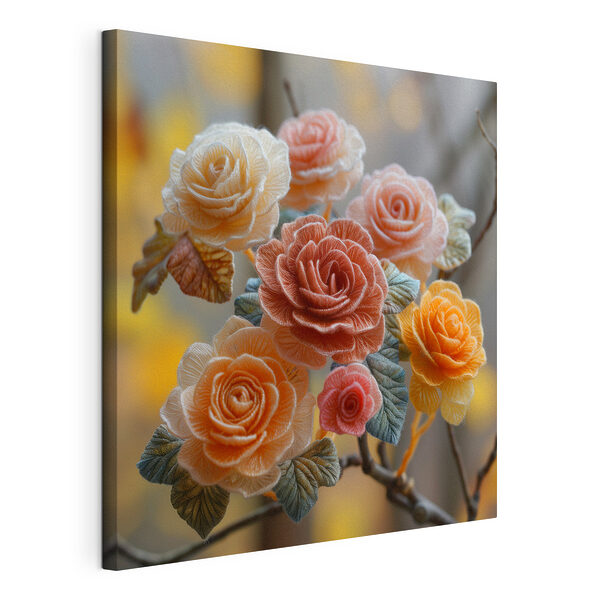 Roses d'automne en broderie délicate Tableaux Roses d'automne en broderie délicate