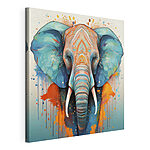 Tableaux Un éléphant avec des éclaboussures de peinture colorée